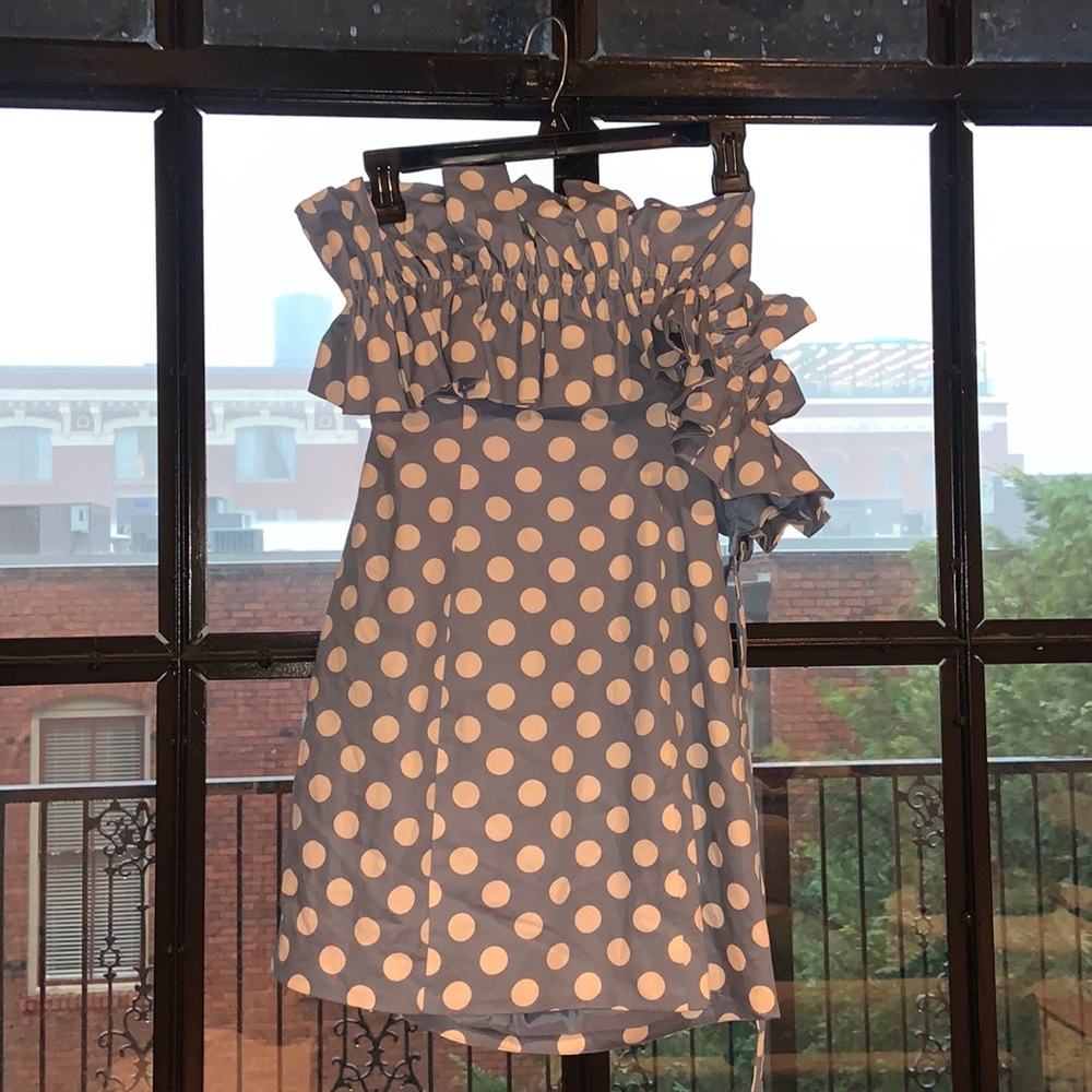 Polka dot strapless dress